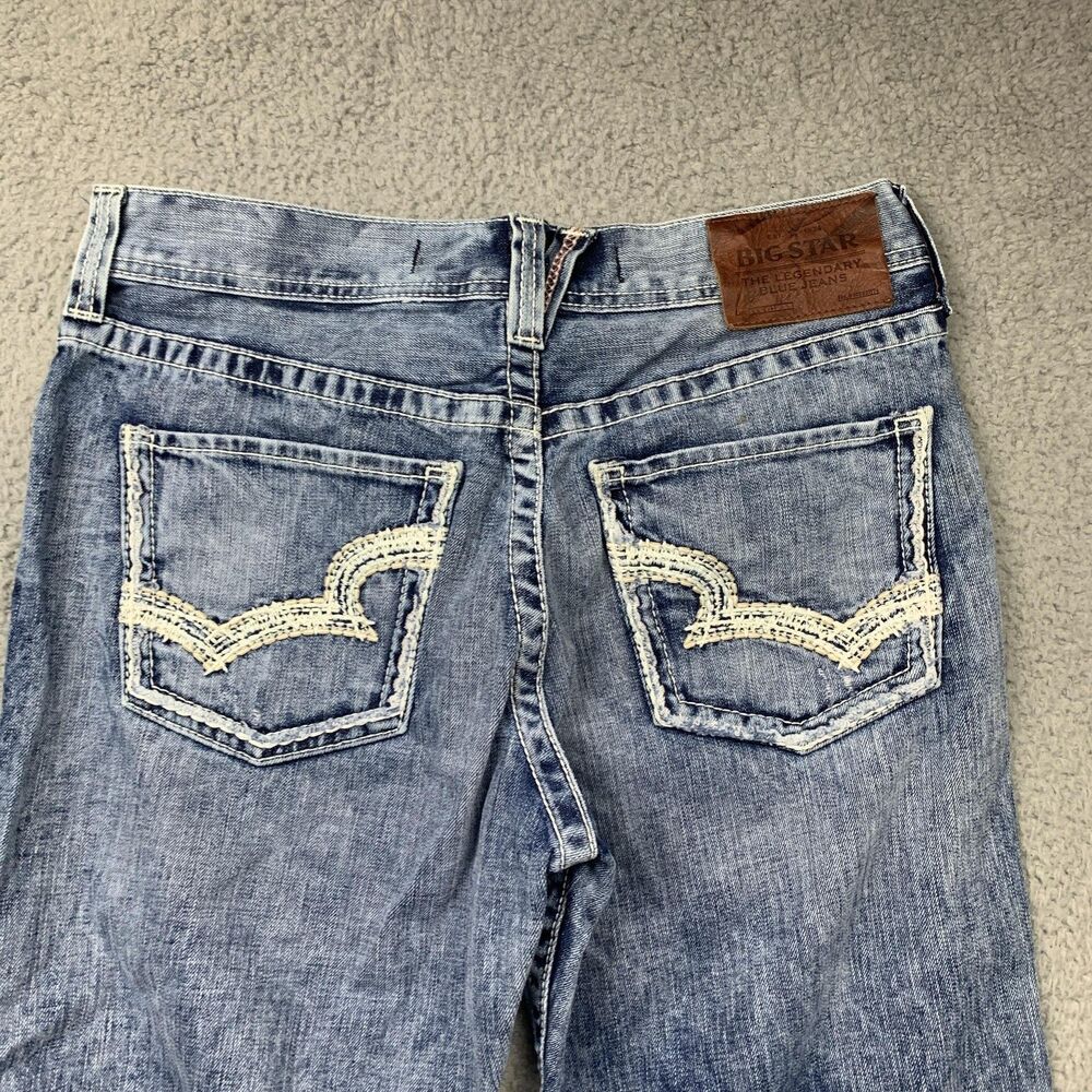 Big Star Voyager Straight Jeans Mens 34x29 Blue Relaxed Distressed Stretch Denim